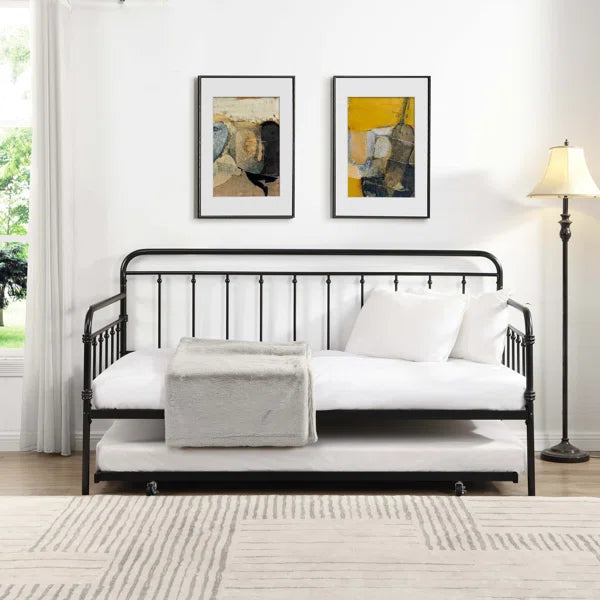 Black Trappe Twin Iron Daybed with Trundle