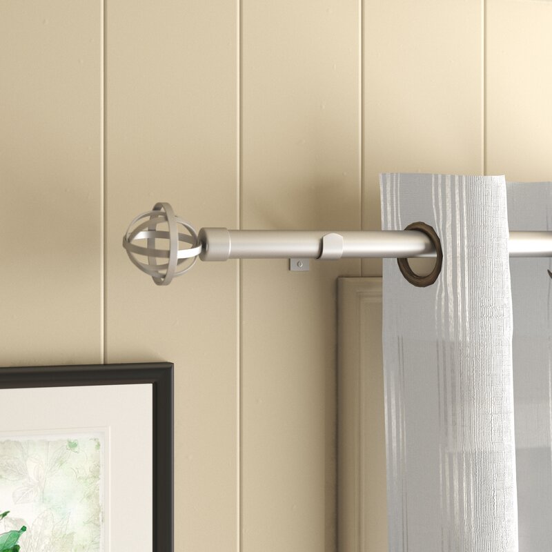 36" - 72" Silver Trevoux Single Curtain Rod
