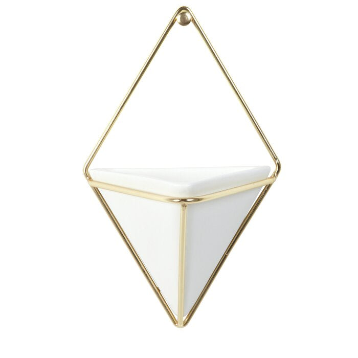 7.5" H x 4.4" W x 2.88' D White/Brass Trigg Wall Décor (Set of 2)