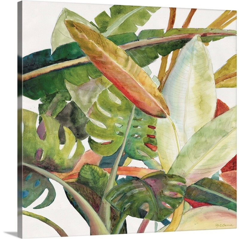 24" H x 24" W x 1.25" D Tropical Lush Garden Square II by Marie Elaine Cusson - Painting on Canvas B57-HS185