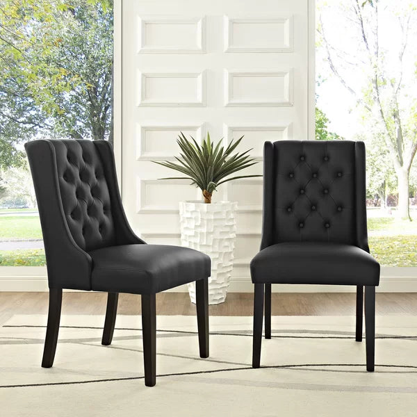 Black Tufted Side Chair, 2-piece set