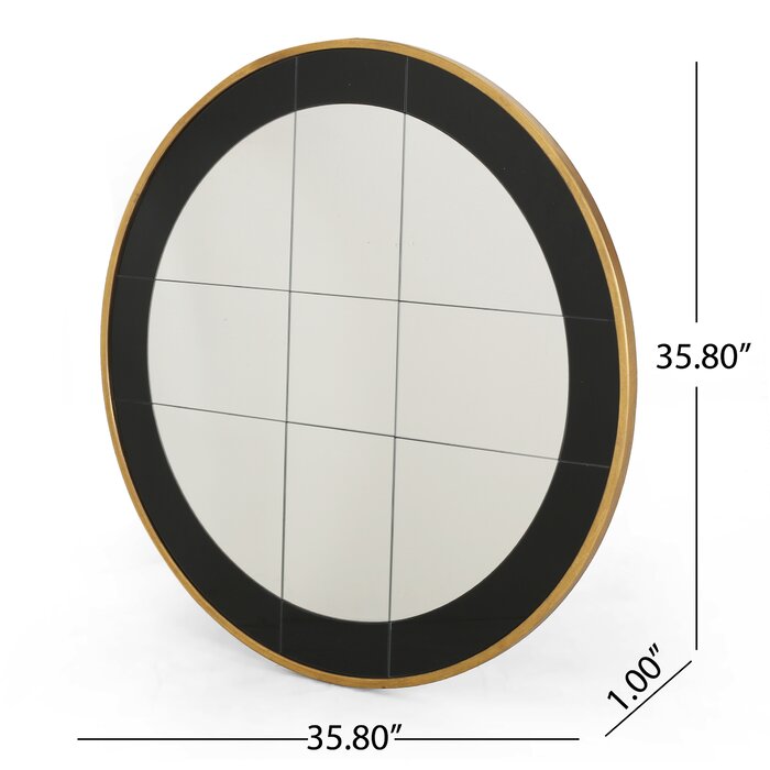 Tunis Round Modern Accent Mirror, Antique Gold/Black #HA188
