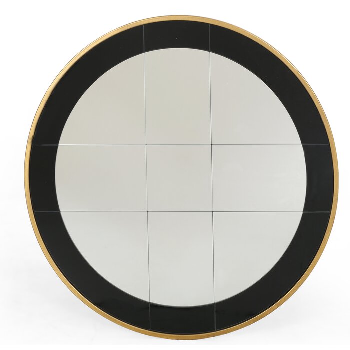 Tunis Round Modern Accent Mirror, Antique Gold/Black #HA188