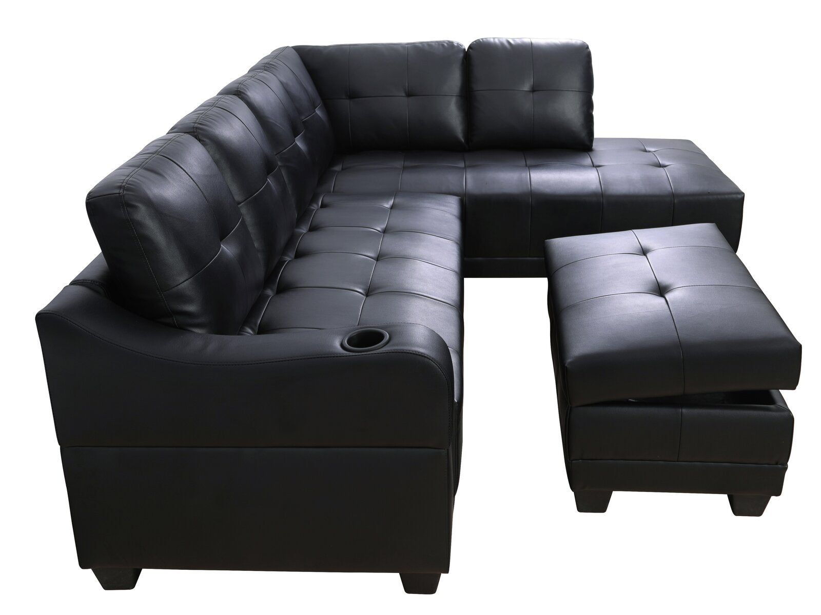 Turnham 96" Wide Faux Leather Sofa & Chaise with Ottoman CL203