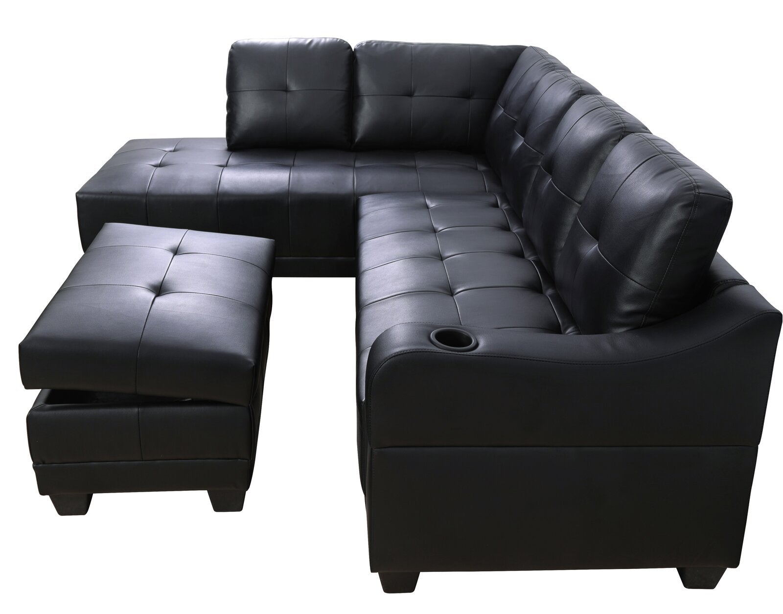 Turnham 96" Wide Faux Leather Sofa & Chaise with Ottoman CL203