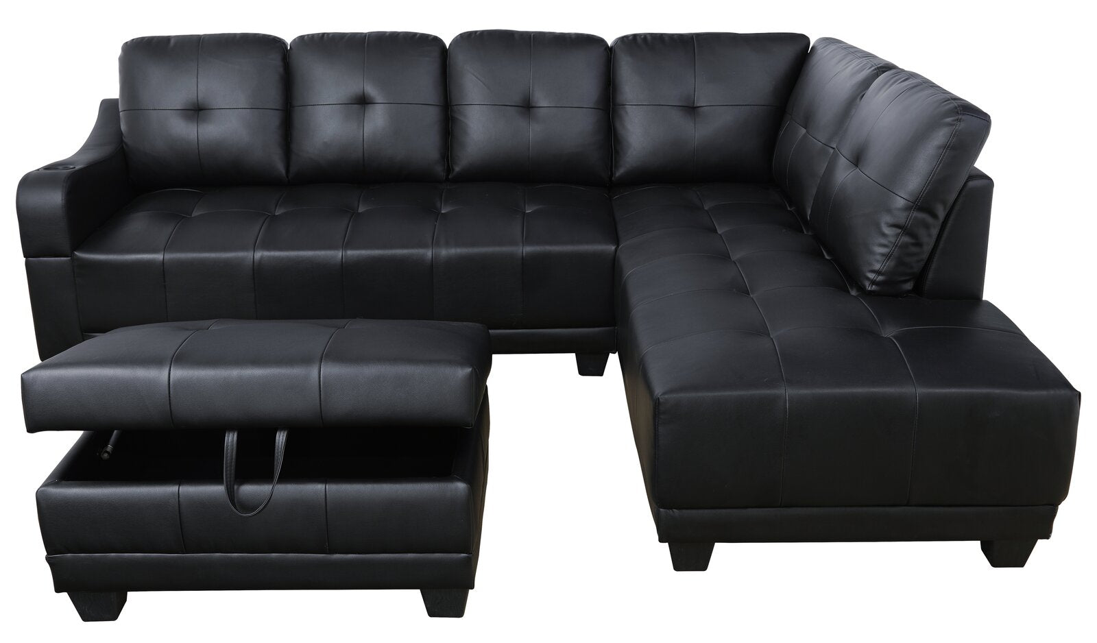 Turnham 96" Wide Faux Leather Sofa & Chaise with Ottoman CL203