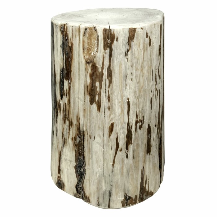 25"H x 12"W x 12"D Clear Lacquer Tustin Cowboy Stump End Table QL243