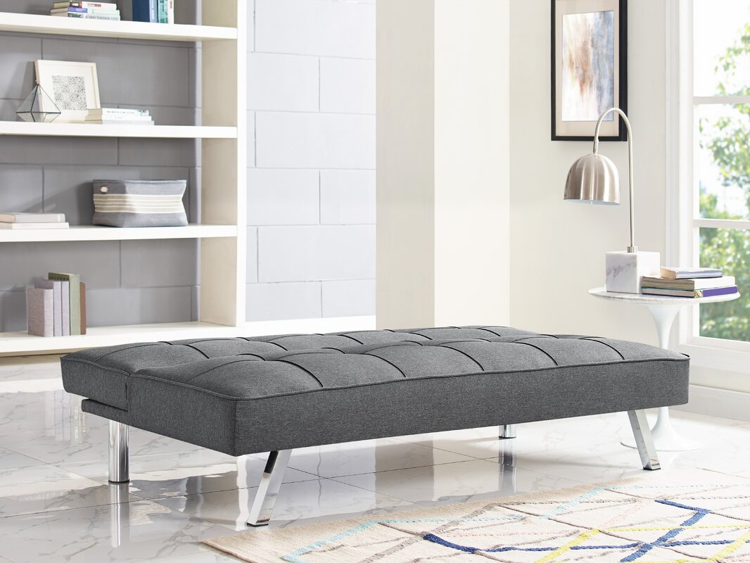 Twin 66.1" Tufted Back Convertible Sofa, Charcoal (#K3931)