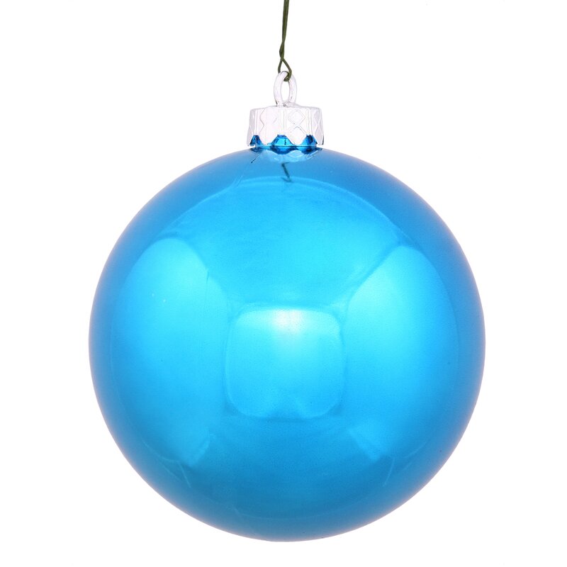4.75" Turquoise UV Drilled Shiny Ball Ornament (Set of 4) LC719