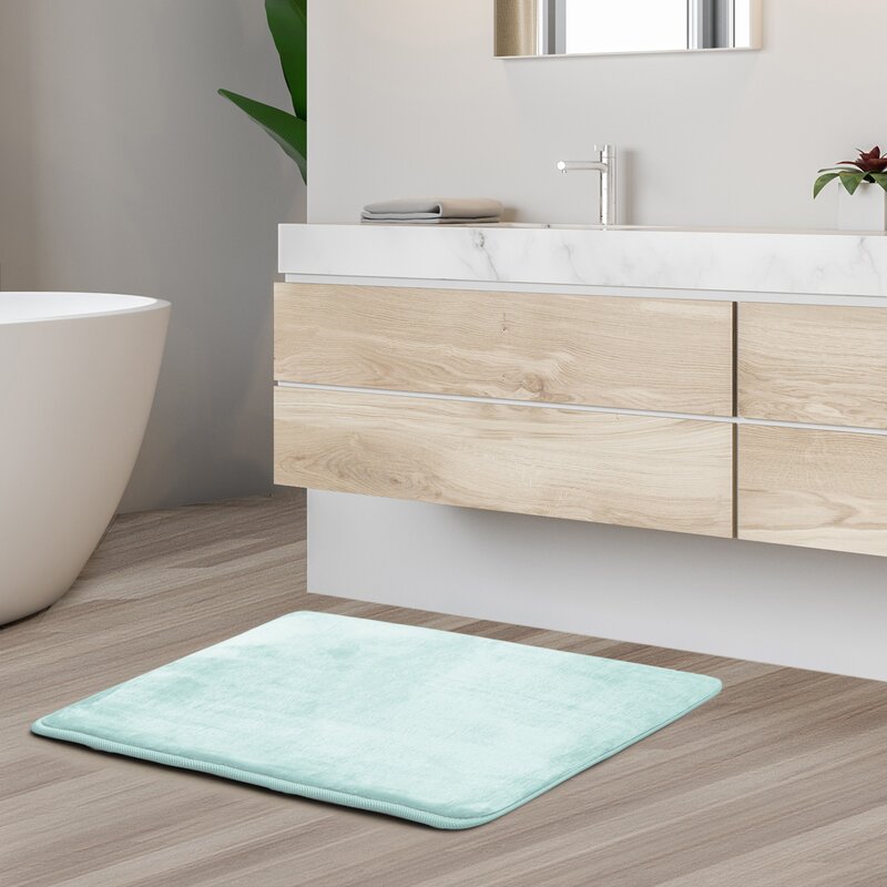 24" L x 17" W Light Baby Blue Ultra Soft Non Slip and Absorbent Bath Rug B108-VS354