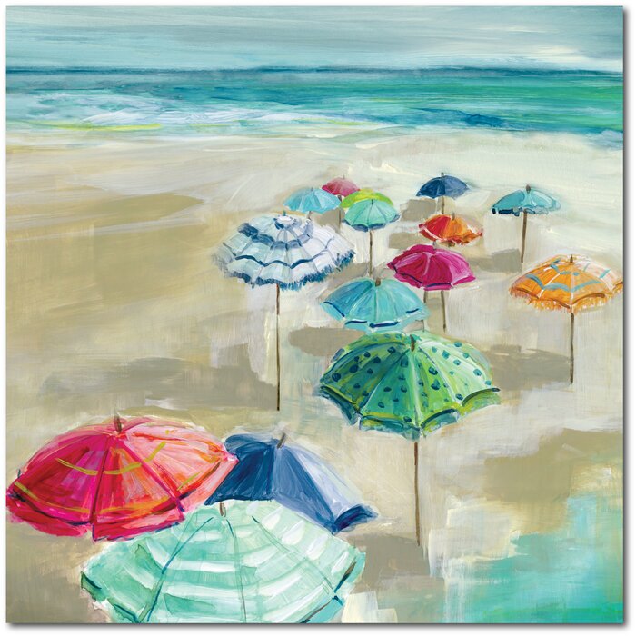 24" H x 24" W x 1.5" D Umbrella Beach I Wrapped Canvas Painting