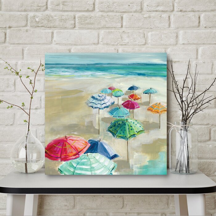24" H x 24" W x 1.5" D Umbrella Beach I Wrapped Canvas Painting