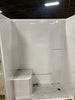 60 in. x 33 in. x 77 in. Standard Low Threshold 3-Piece Shower Kit in White with Left Seat and Right Drain