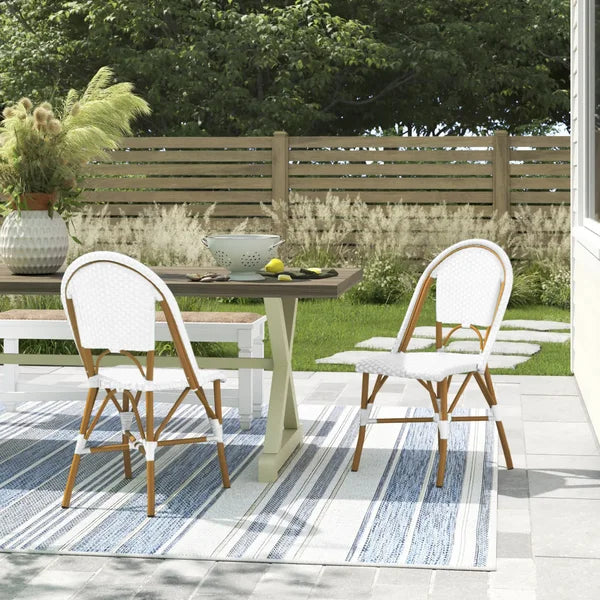 White Underhill Wicker/Rattan Patio Dining Side Chair (Set of 2)