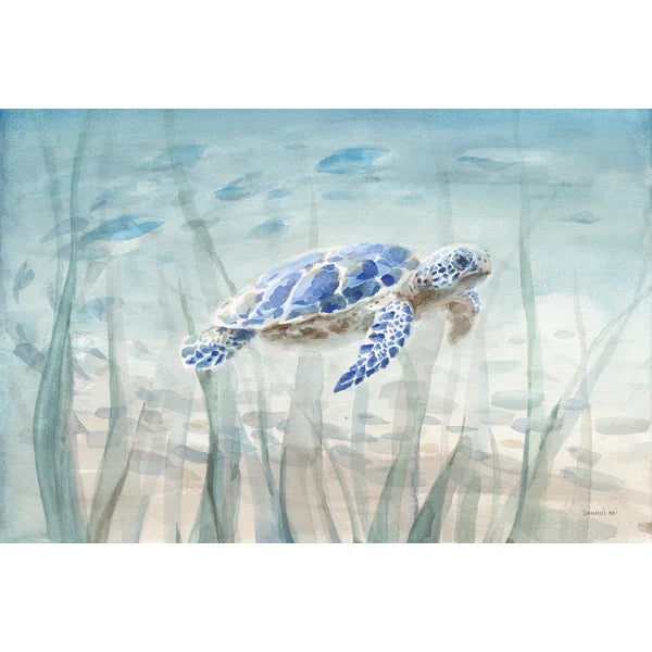 20" H x 30" W x 1.25" D Undersea Turtle by Danhui Nai - Wrapped Canvas Painting
