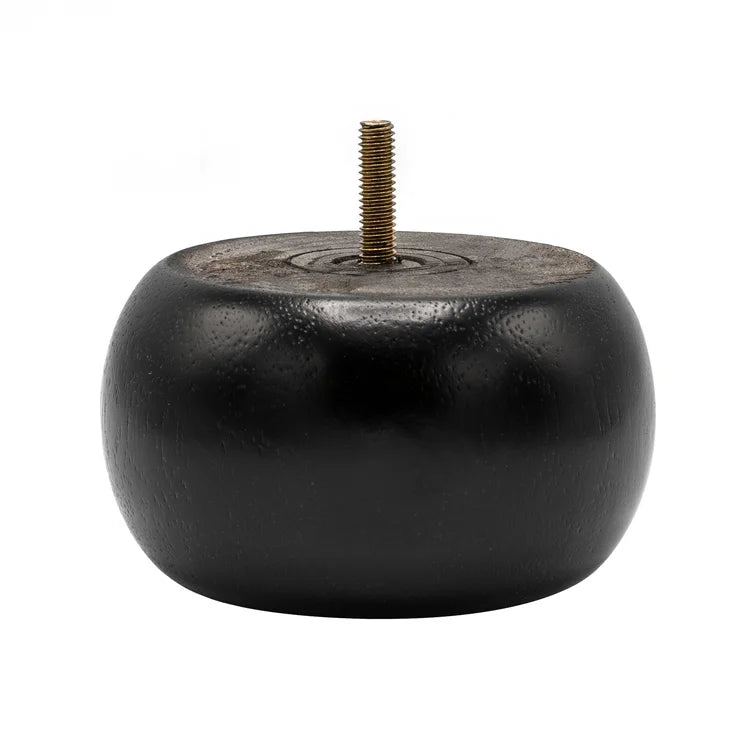 2.5" H x 4.5" W x 4.5" D Stained Espresso Unfinished Solid Hardwood Bun Foot Leg, (Set of 4)