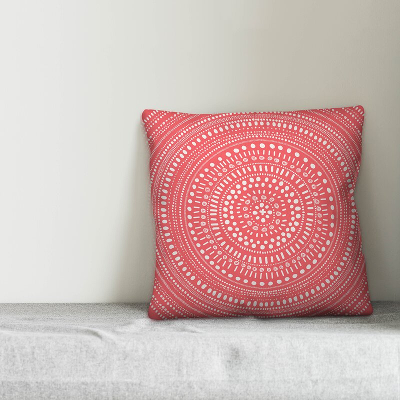 20" x 20" Brick Red/White Unseli Dotted Mandala Indoor/Outdoor Throw Pillow CYS180