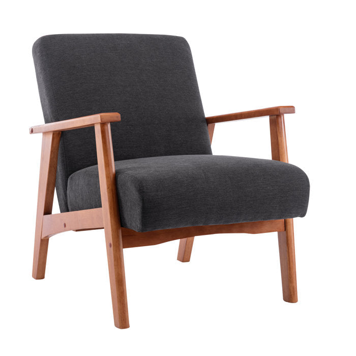Gilene Suede Fabric Accent Chair with Beechwood Legs
