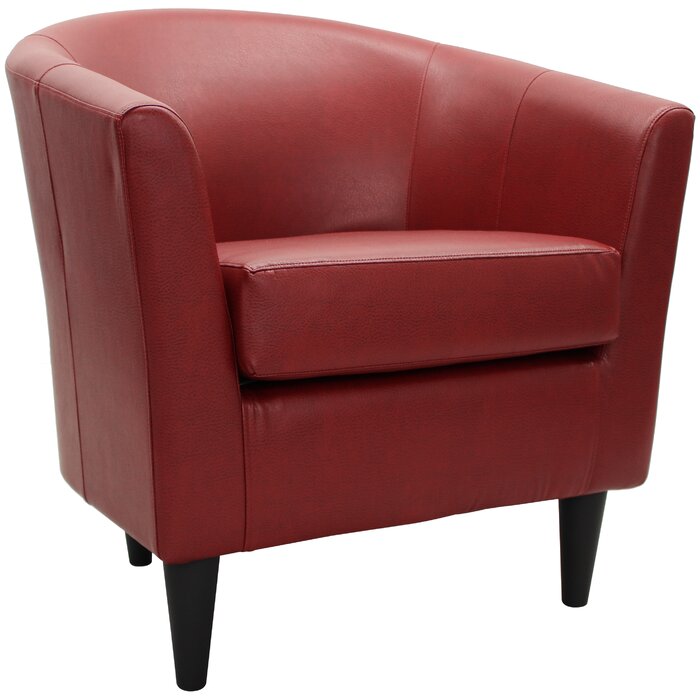 Red Upholstered Barrel Chair