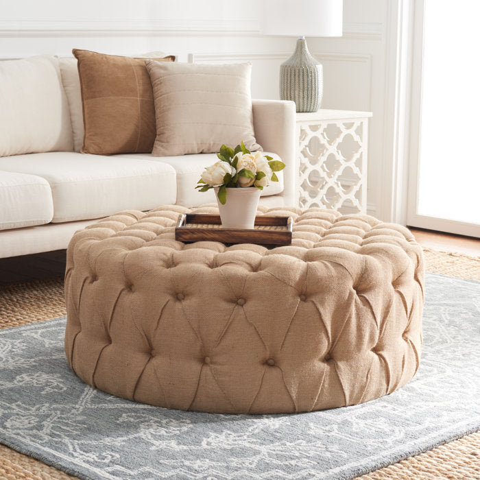 Wide Tufted Upholstered Ottoman