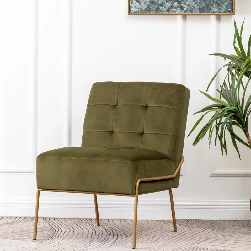 Dark Green Upholstered Side Chair