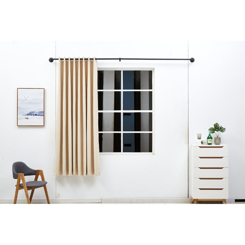 48'' - 86'' Upper Vobster Black Adjustable Single Curtain Rod K8703