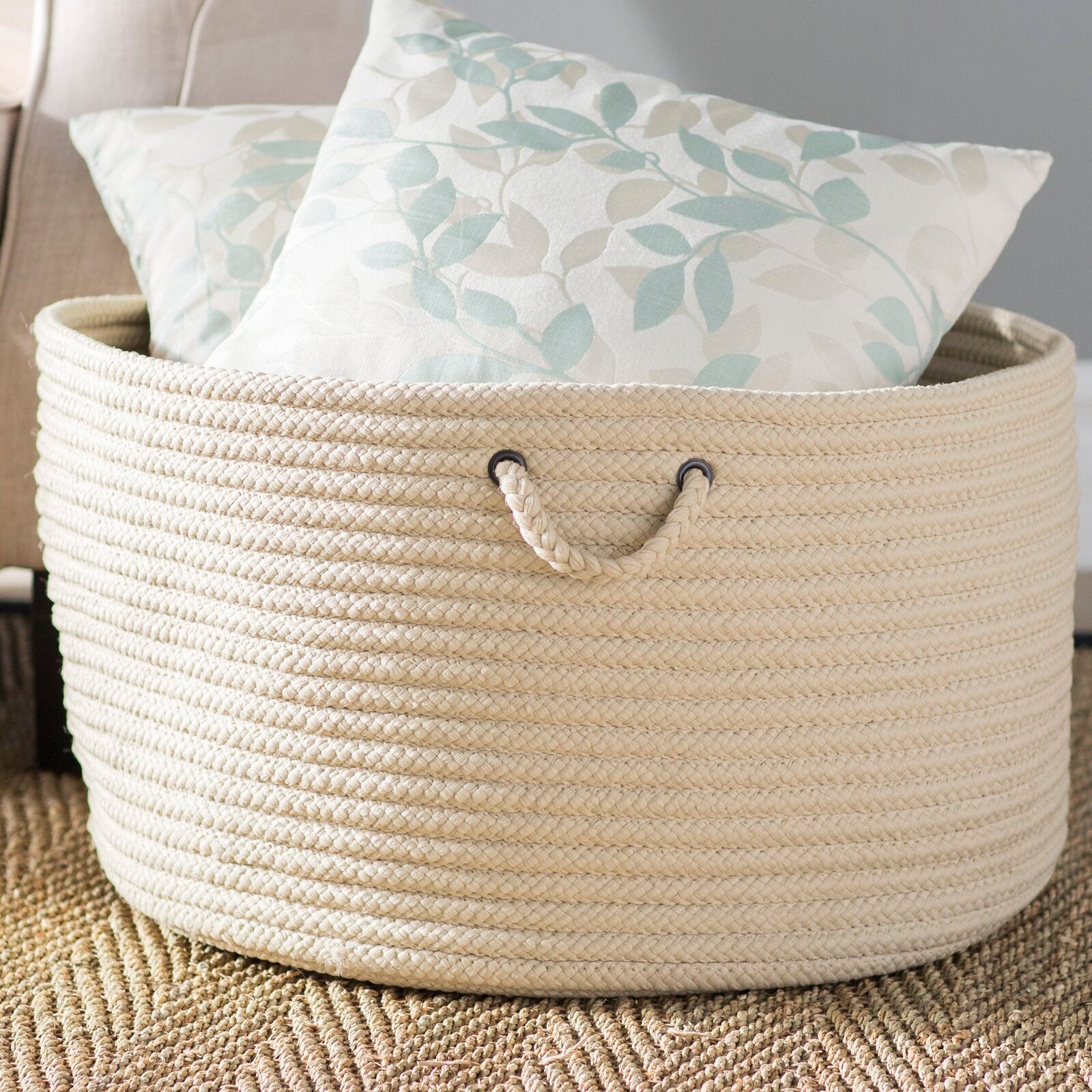 14" H x 24" W x 24" D White Utility Fabric Basket K7261