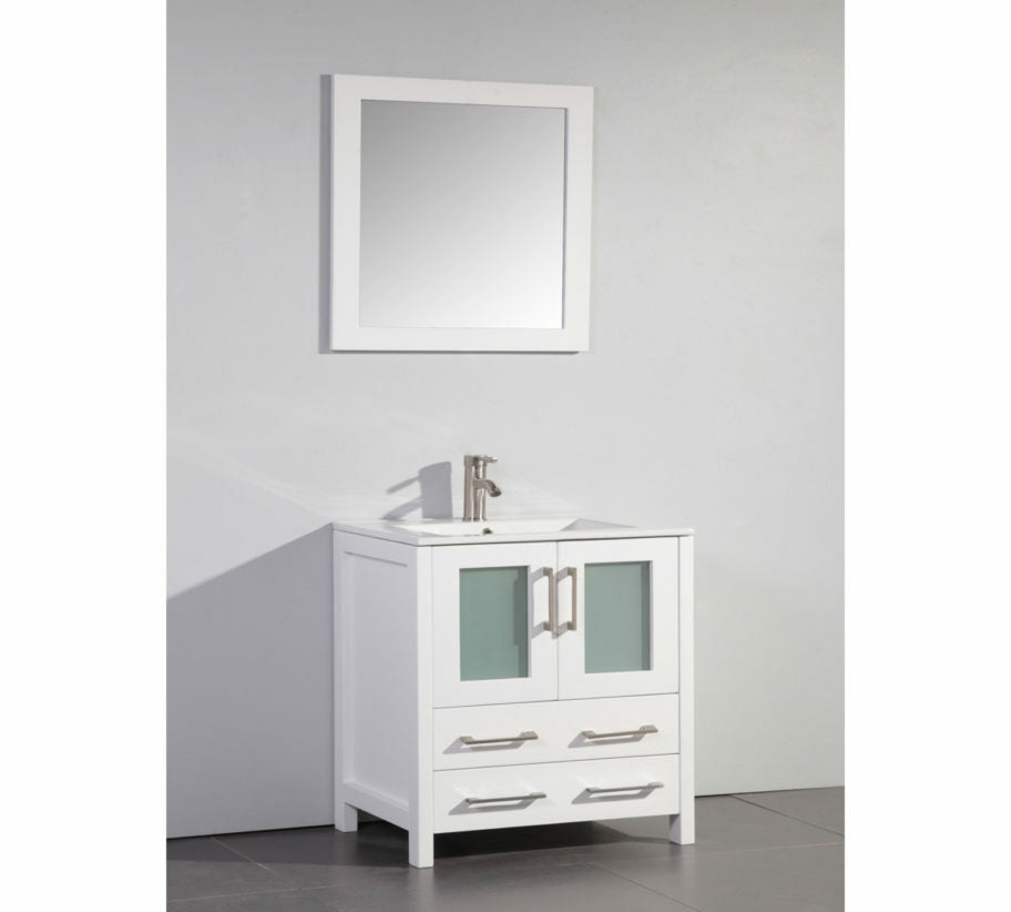 30” VANITY CABINET WITH MIRROR (NO SINK) - WHITE CL419
