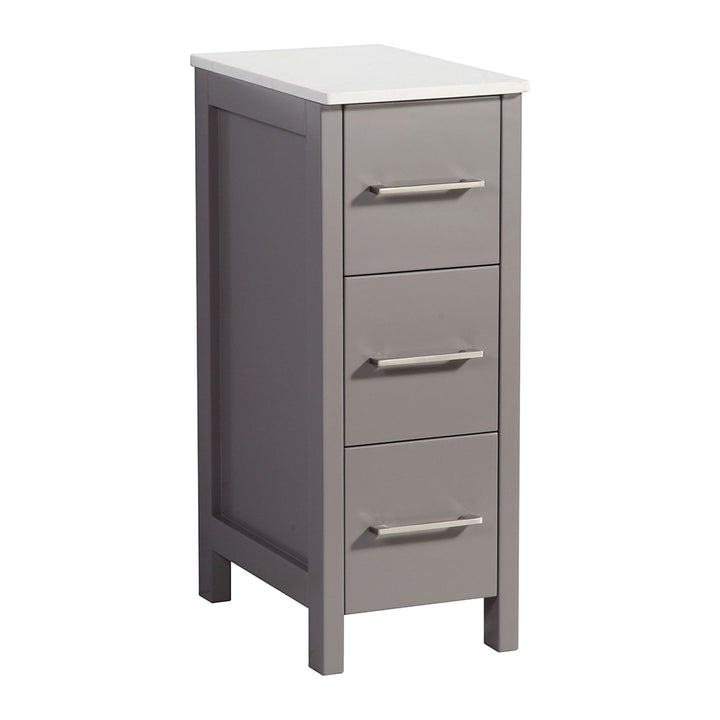 11 3/4 Inch Bathroom Vanity Cabinet with Stone Top with Soft Closing Drawers, Grey