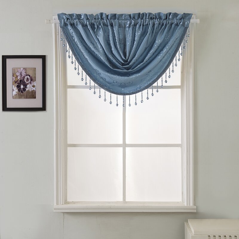 Blue Vandervoort Shiny Jacquard Swag 47" Window Valance (Set of 2) ts210