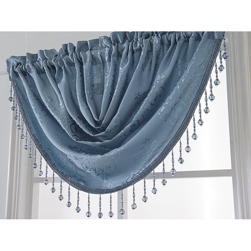Blue Vandervoort Shiny Jacquard Swag 47" Window Valance (Set of 2) ts210
