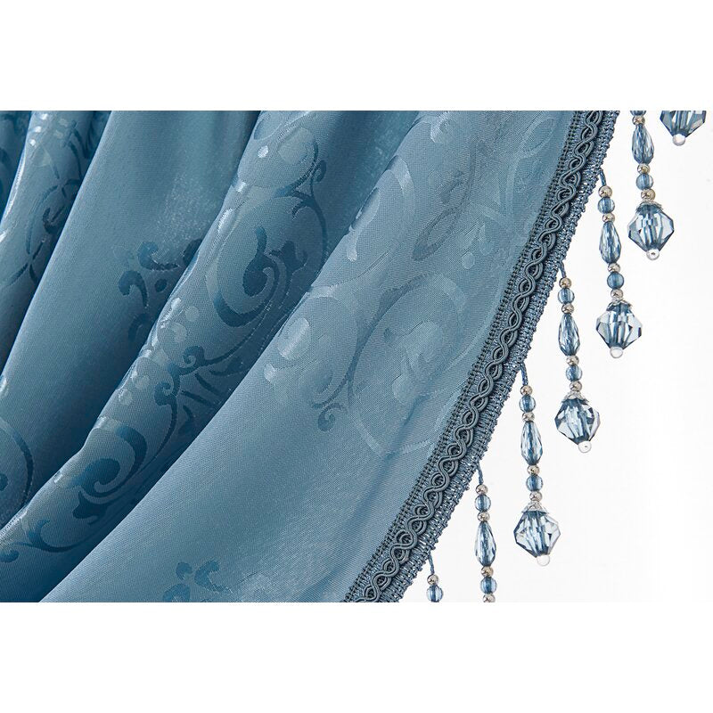 Blue Vandervoort Shiny Jacquard Swag 47" Window Valance (Set of 2) ts210