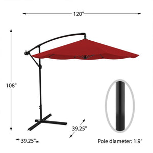 Vassalboro 10' Cantilever Umbrella, Red (#K3889)