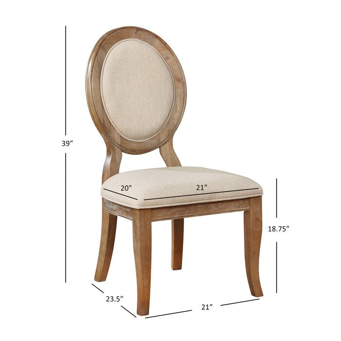 Vassallo Linen Side Chair in Cream/Brown (Set of 2)