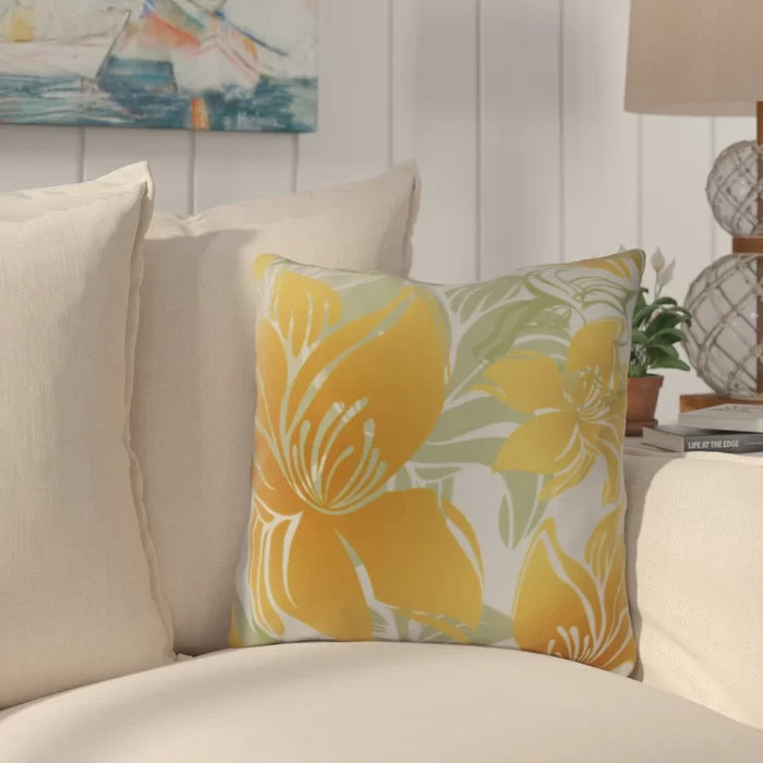 16" H x 16" W x 3" D Gold Vathylakas Tree Mallow Square Pillow Cover and Insert, (Set of 2)