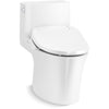 White Veil One-Piece Elongated Dual-Flush Toilet with Skirted Trapway and Concealed Cords EJ923