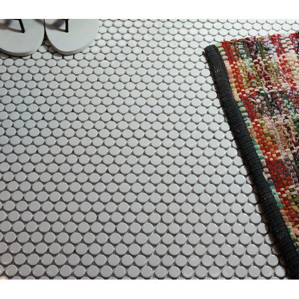 1 Box - Penny 0.75" x 0.75" Porcelain Mosaic Tile, White - 10.34 Square Feet (#K6464)