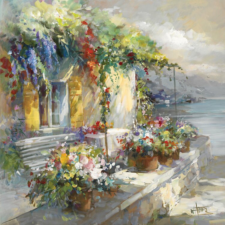 37" H x 37" W x 0.75" D Veranda At Sea by Willem Haenraets - Wrapped Canvas Gallery-Wrapped Canvas Giclée CR2318