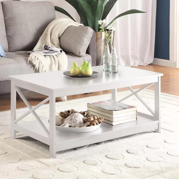 White Verlyn 4 Legs Coffee Table with Storage