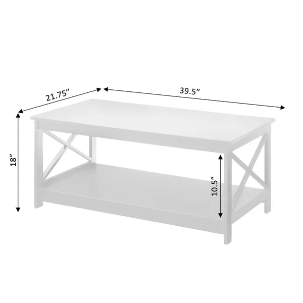 White Verlyn 4 Legs Coffee Table with Storage