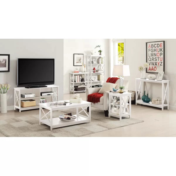 White Verlyn 4 Legs Coffee Table with Storage