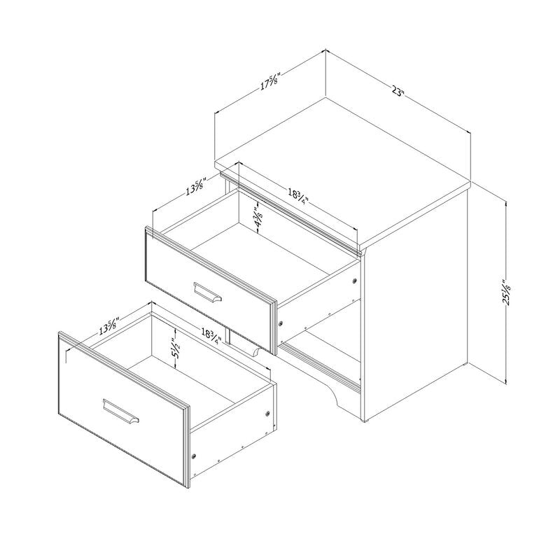 Weathered Oak Versa 2 - Drawer Nightstand
