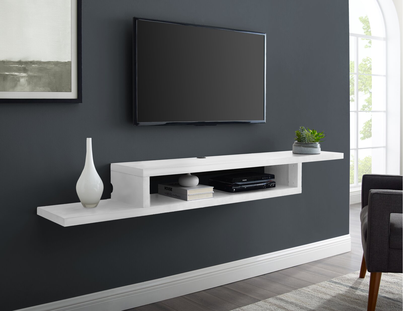 White Vidalia Floating TV Stand for TVs up to 78" EJ683