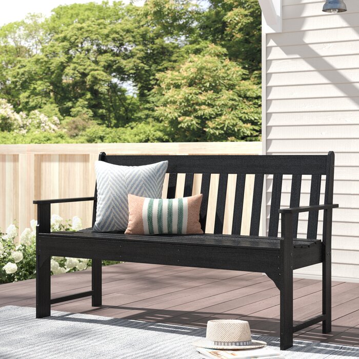 35.25" H x 60" W x 24" D Black Vineyard Plastic Garden Bench
