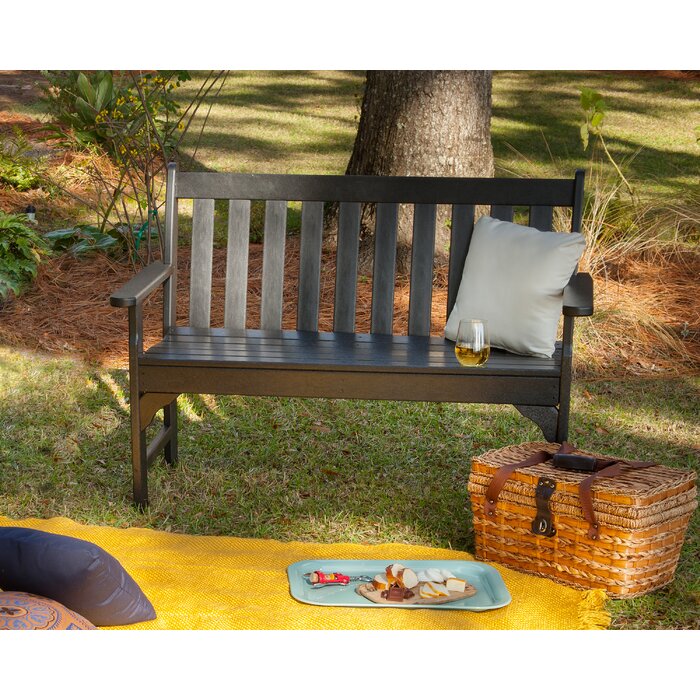 35.25" H x 60" W x 24" D Black Vineyard Plastic Garden Bench
