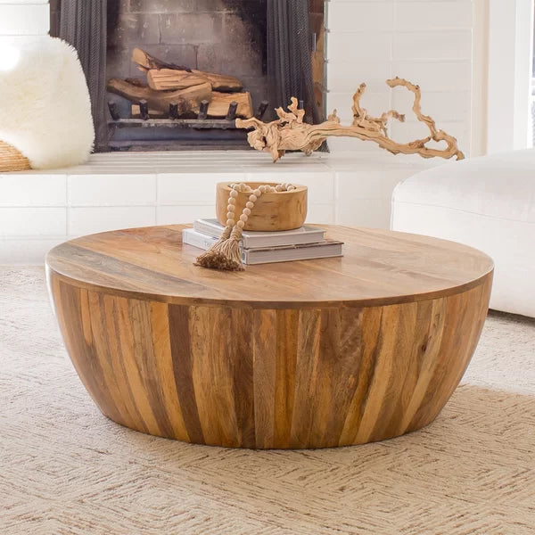 Vivienne Solid Wood Drum Coffee Table