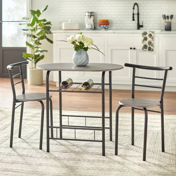 Black/Gray Volmer 2 - Person Dining Set
