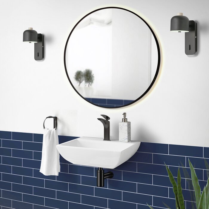 18 In Rectangular Voltaire Sublime Ceramic Rectangular Wall Mount Bathroom Sink Overflow