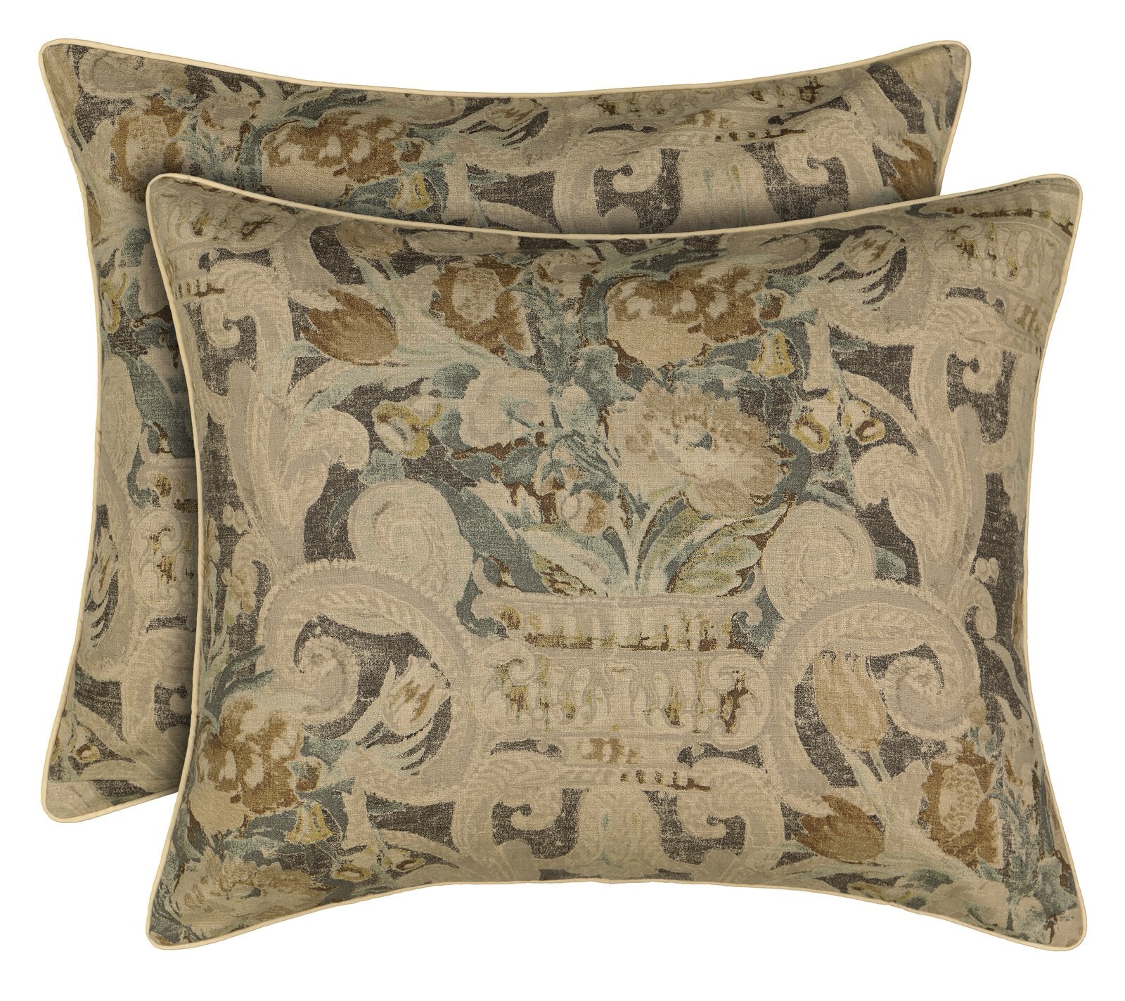 Queen Comforter + 2 Shams + 1 Bed skirt Dark grey, Parchment, Ochre, Sage, and Brown. Volterra Comforter Set SC246