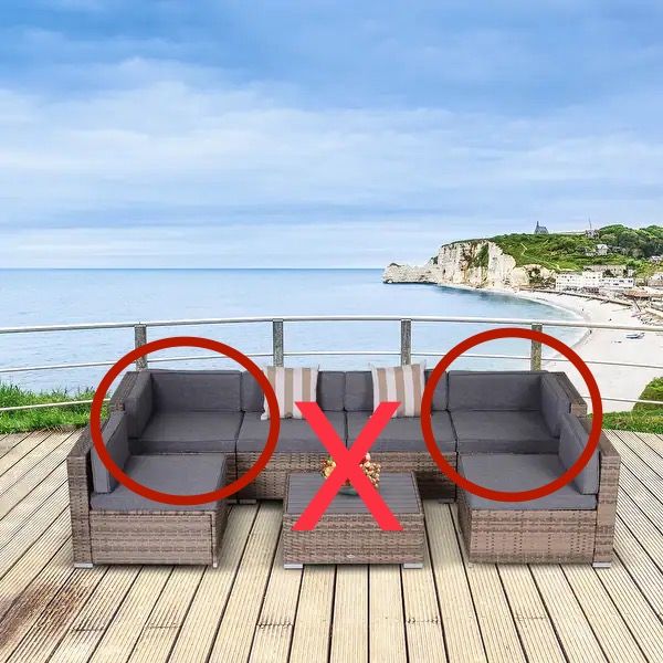 *AS IS* Outsunny 2-Piece Outdoor Wicker Patio Sofa Set with Cushions - Grey (2-Person Sofa ONLY)